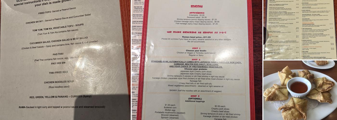 Jimmy Thai/Ramen Time Menu