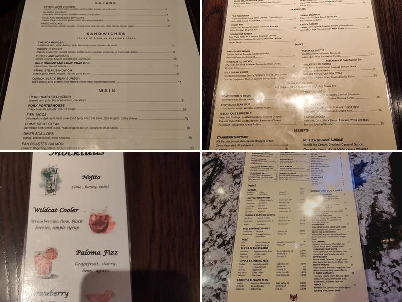 Copper Fox Gastropub Menu