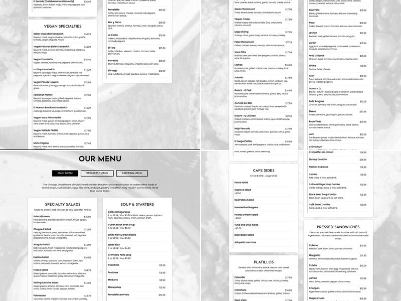 Cafecito Menu