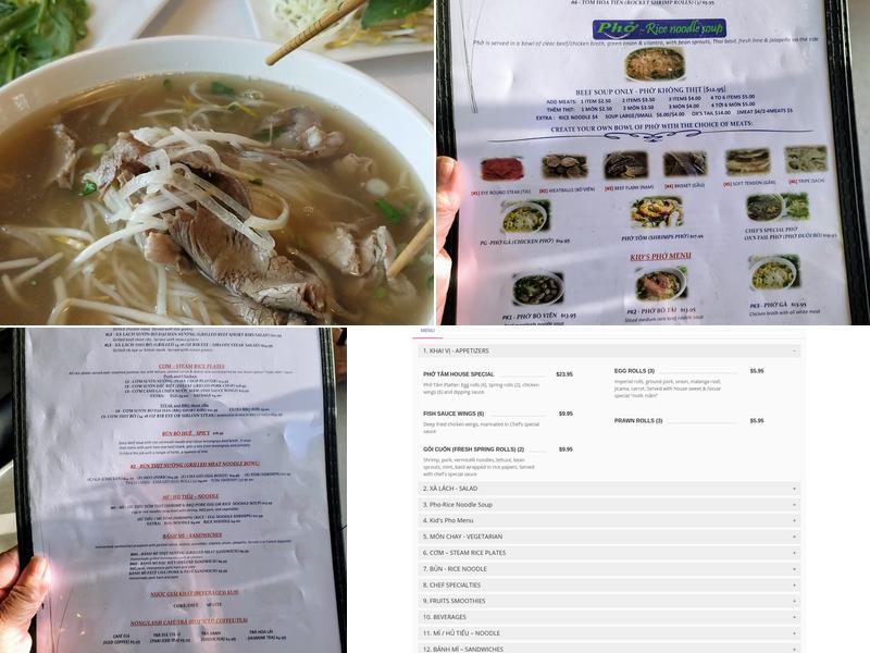 Phở Tâm Menu