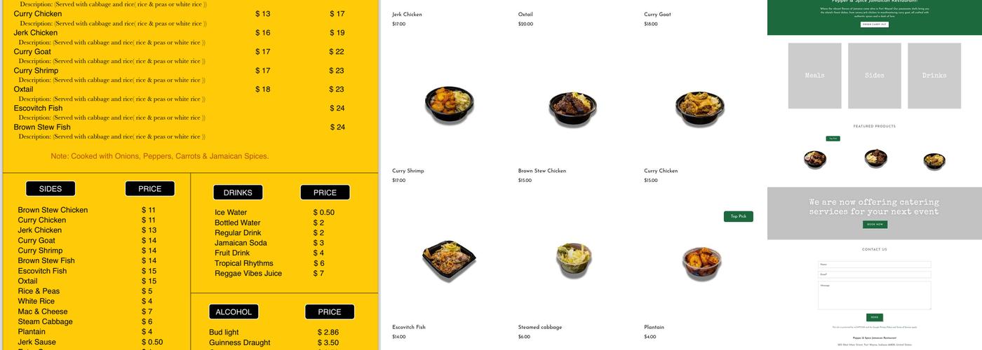 Pepper & Spice Jamaican Restaurant Menu