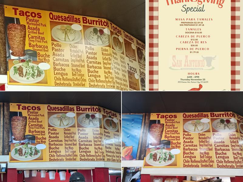 Carniceria y Tortilleria San Antonio Menu