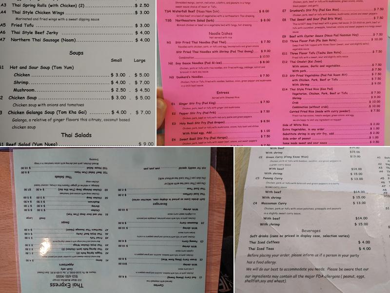 Thai Express Menu