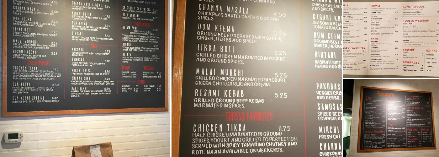 Toosso Menu