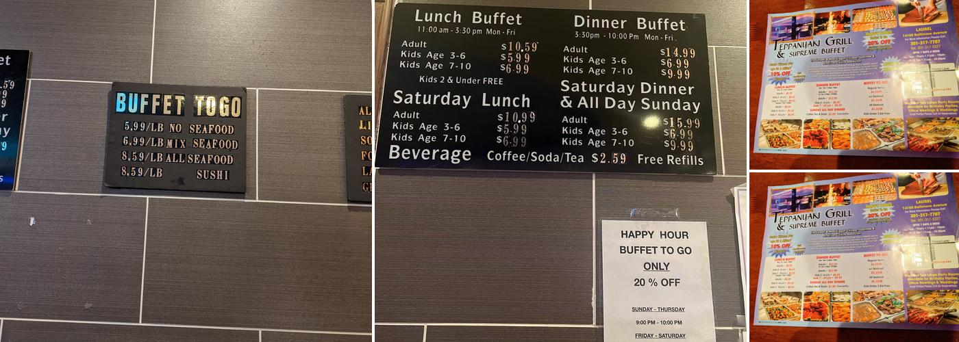 Teppanyaki Grill Menu