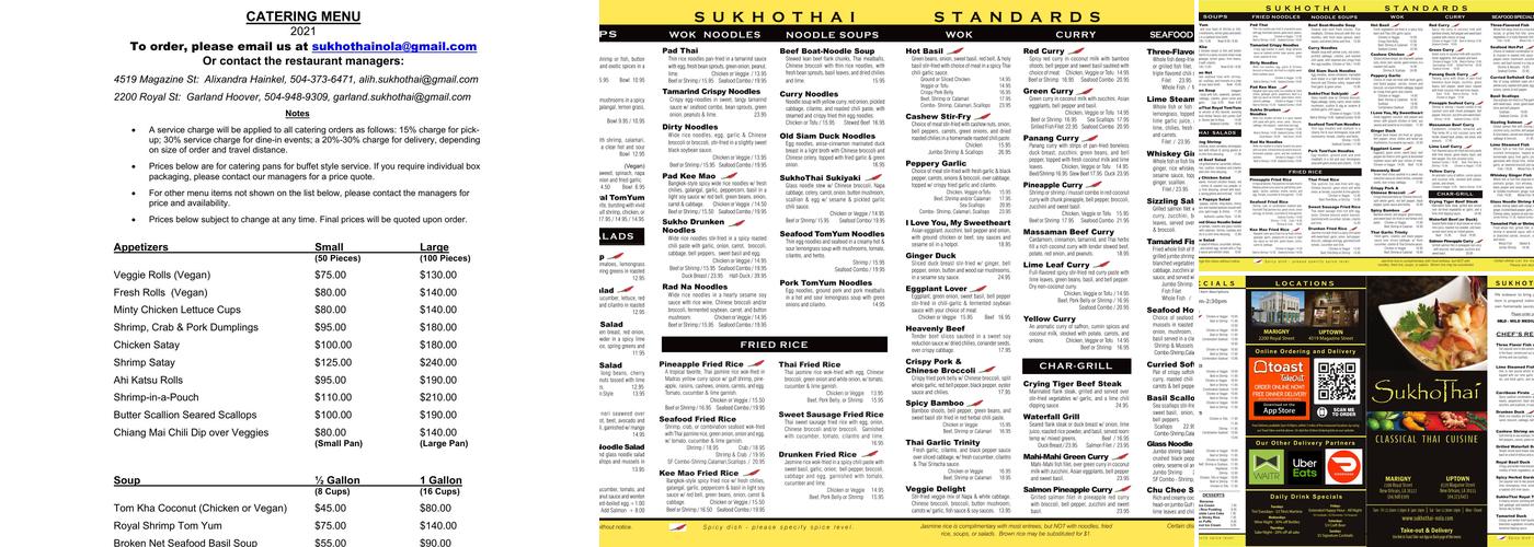 SukhoThai Menu