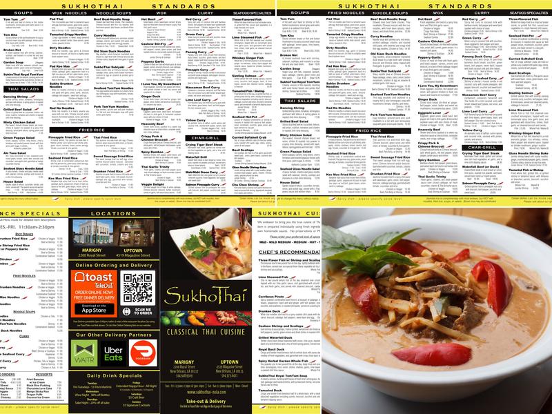 SukhoThai Menu