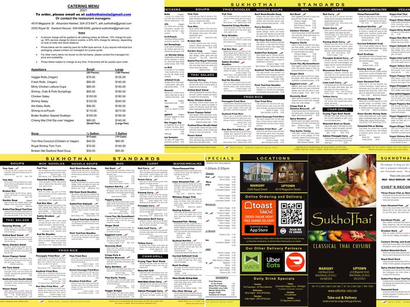 SukhoThai Menu