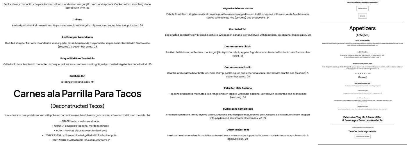 MeXo Tequila & Mezcal Bar and Restaurant Menu