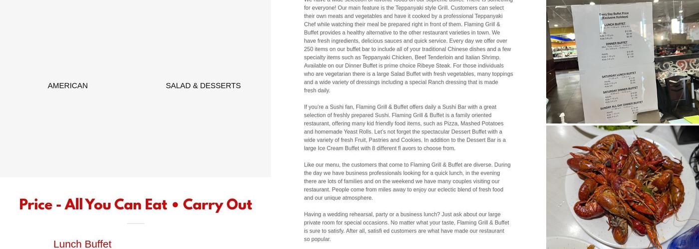 FLAMING GRILL BUFFET (Malden Location) Menu