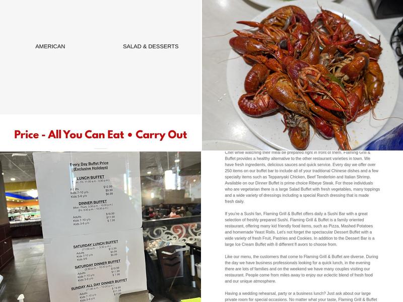 FLAMING GRILL BUFFET (Malden Location) Menu