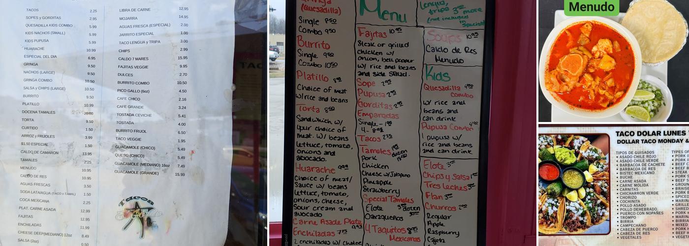 Tacos El Gordo Menu