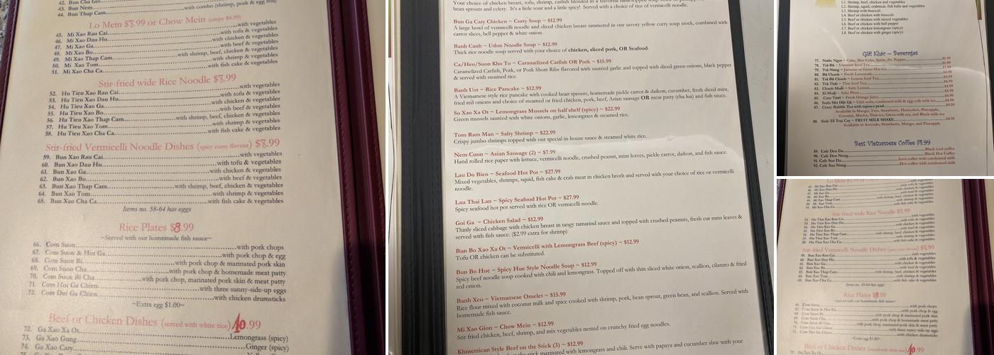 Pho Saigon Menu