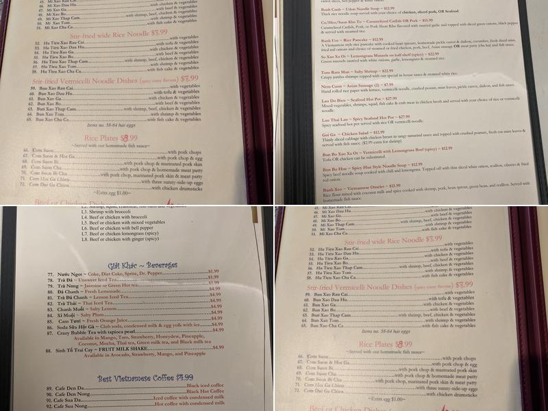 Pho Saigon Menu