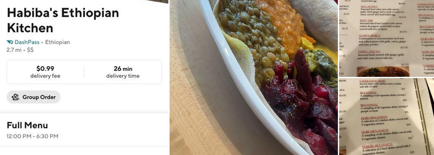 Habiba's Ethiopian Kitchen Menu