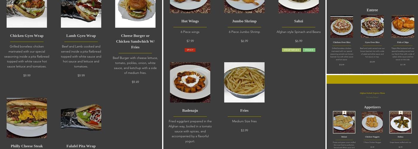Afghan Kabab Express Menu