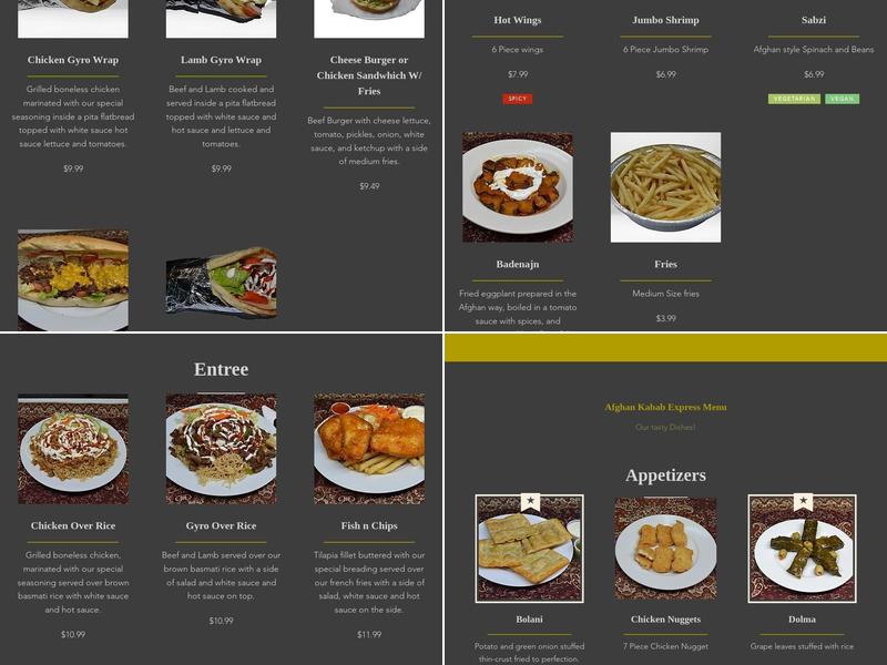 Afghan Kabab Express Menu