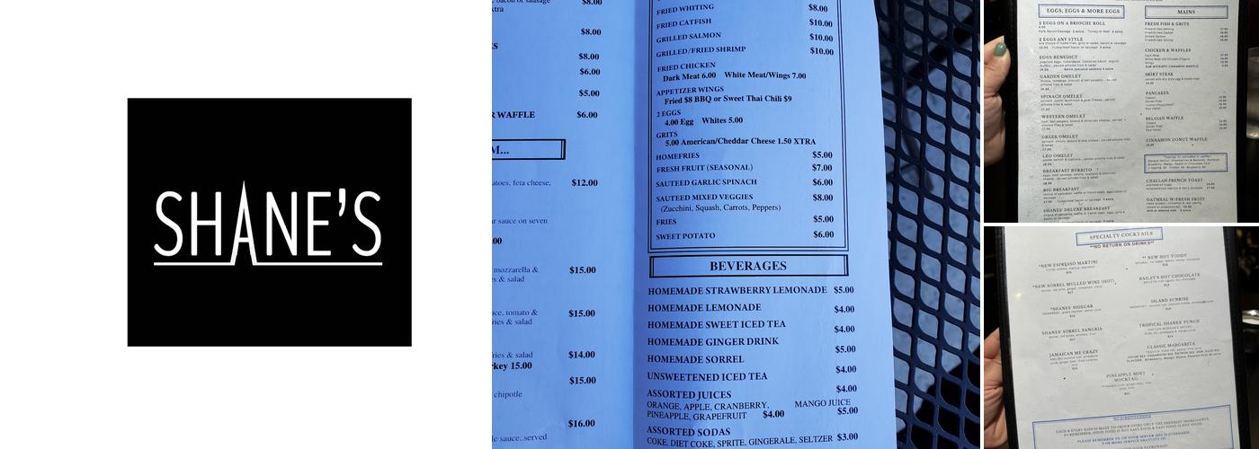 Shane's Brooklyn Menu