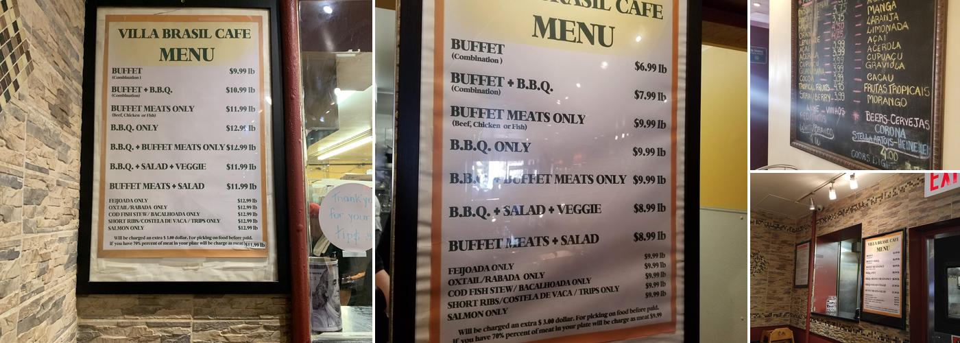 Villa Brazil Café Grill Menu
