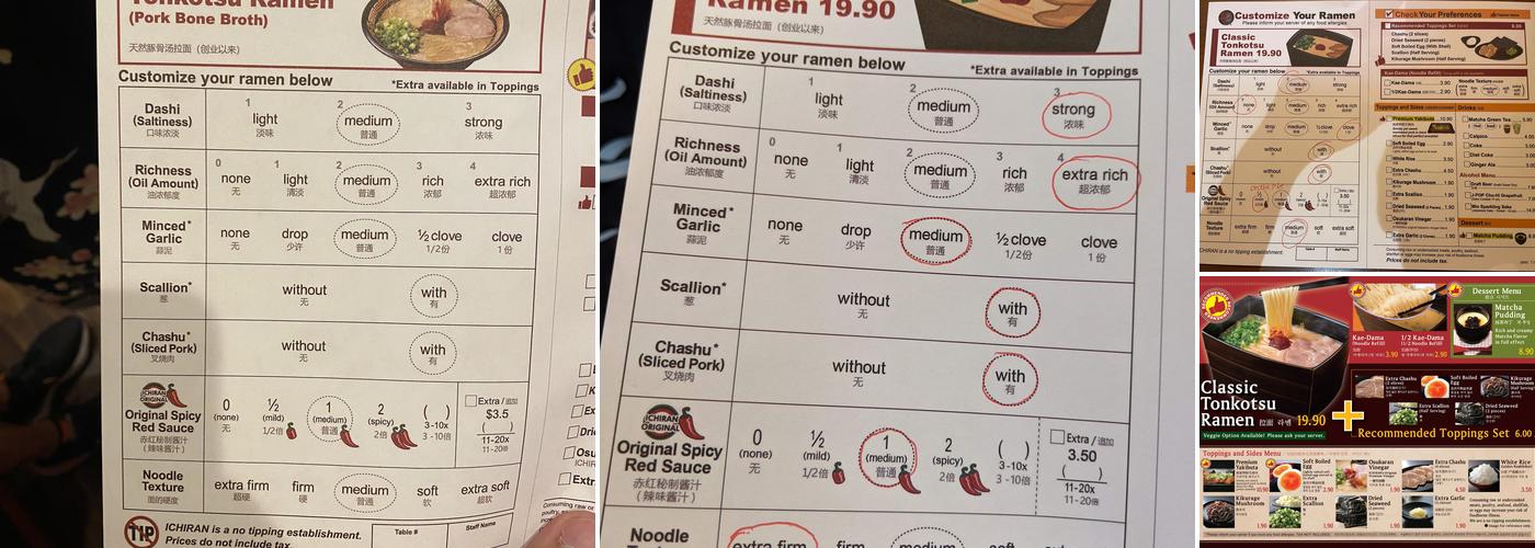 Ichiran Menu
