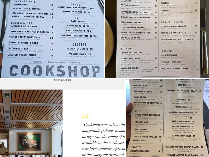 Cookshop Menu