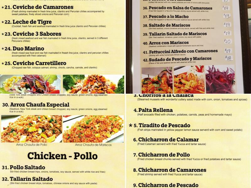 Lima Limon Menu