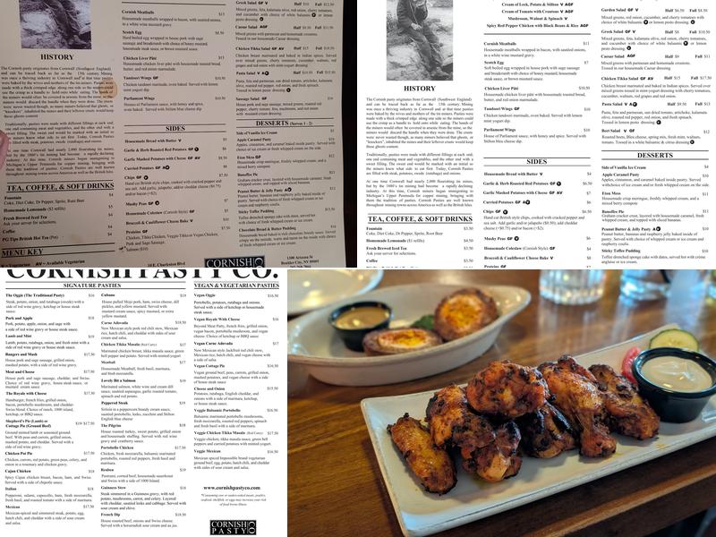 Cornish Pasty Co Menu