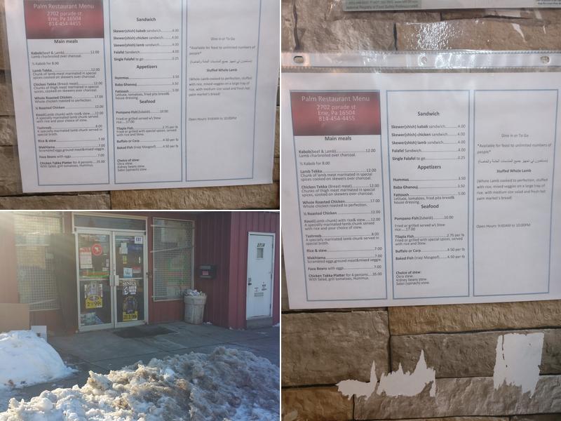 Palm Tree Market Menu