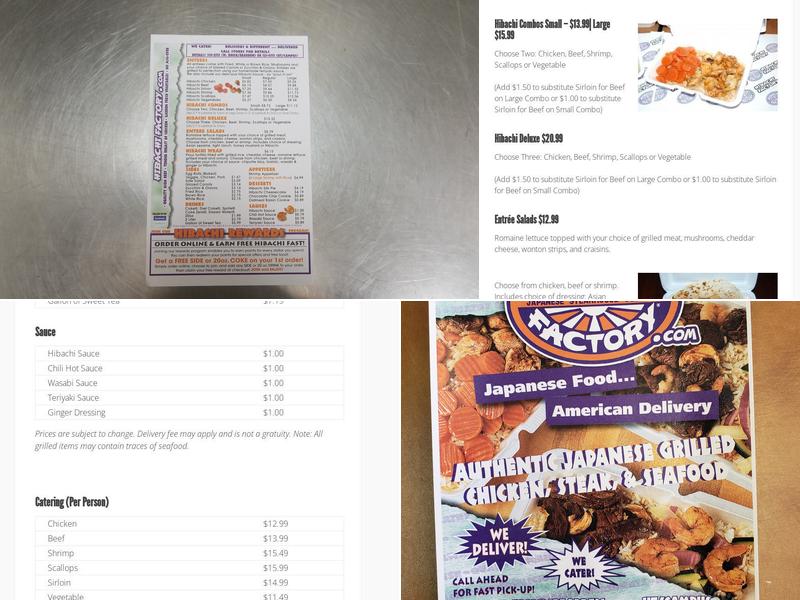 Hibachi Factory Menu
