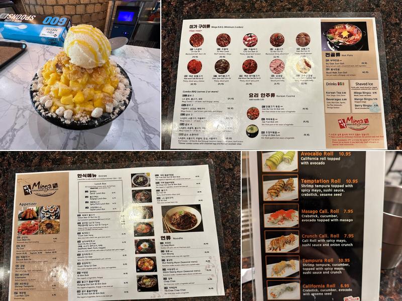 Miega Korean Barbeque Menu