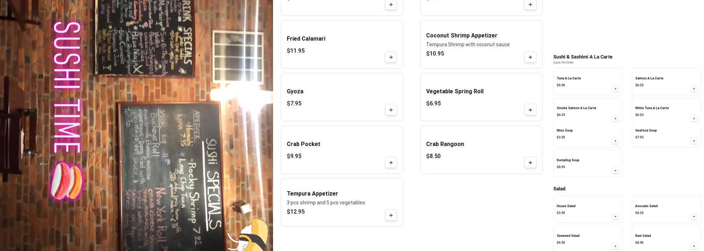 Sushi Time Menu