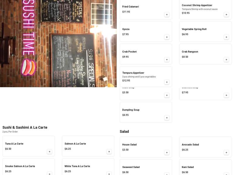 Sushi Time Menu