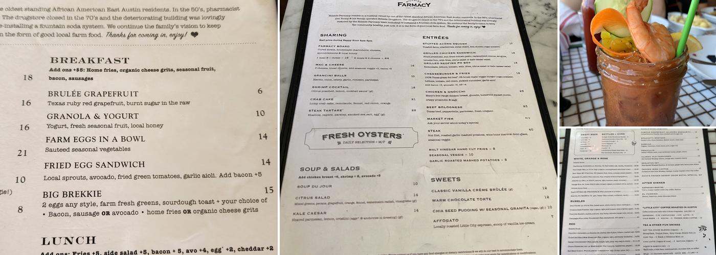 Hillside Farmacy Menu