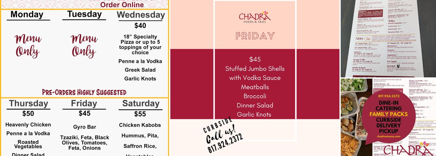 Chadra Mezza & Grill Menu