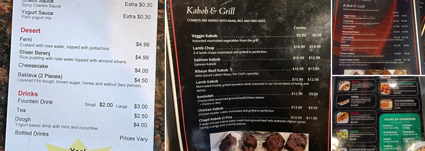 Express Kabob Menu