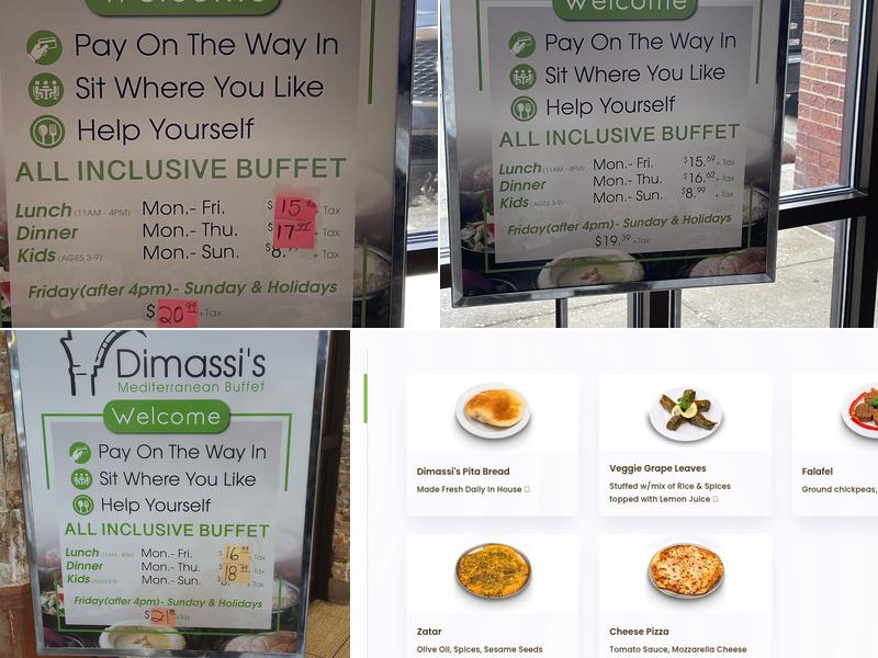 Dimassi’s Mediterranean Buffet Menu