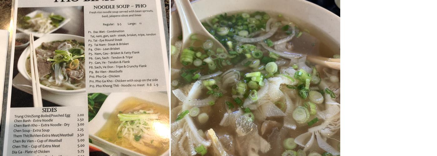 Phở Bình Menu