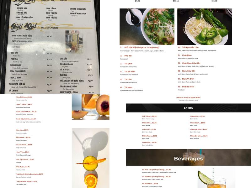 Pho Dien Menu