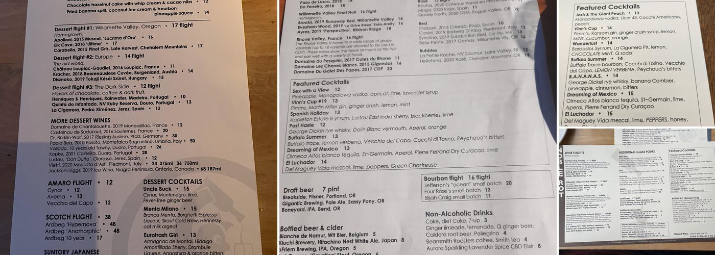 Noble Rot Menu
