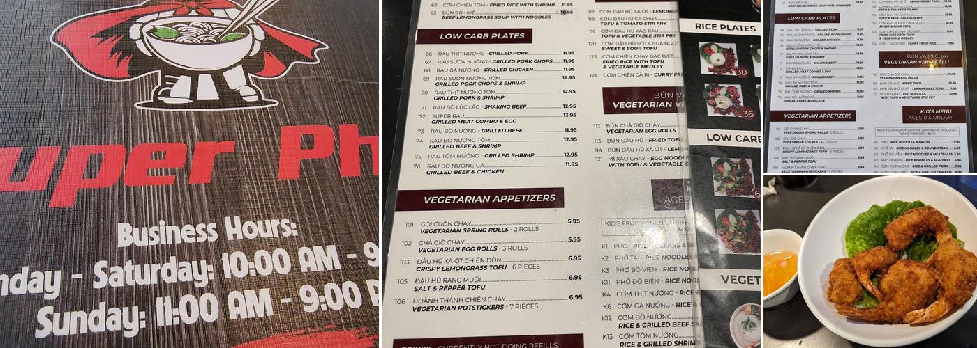 Super Pho Beef Noodle Soup Vietnamese Cuisine Menu