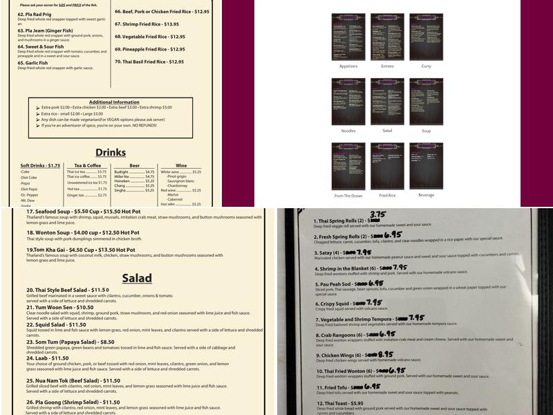 Thai A Kitchen Menu
