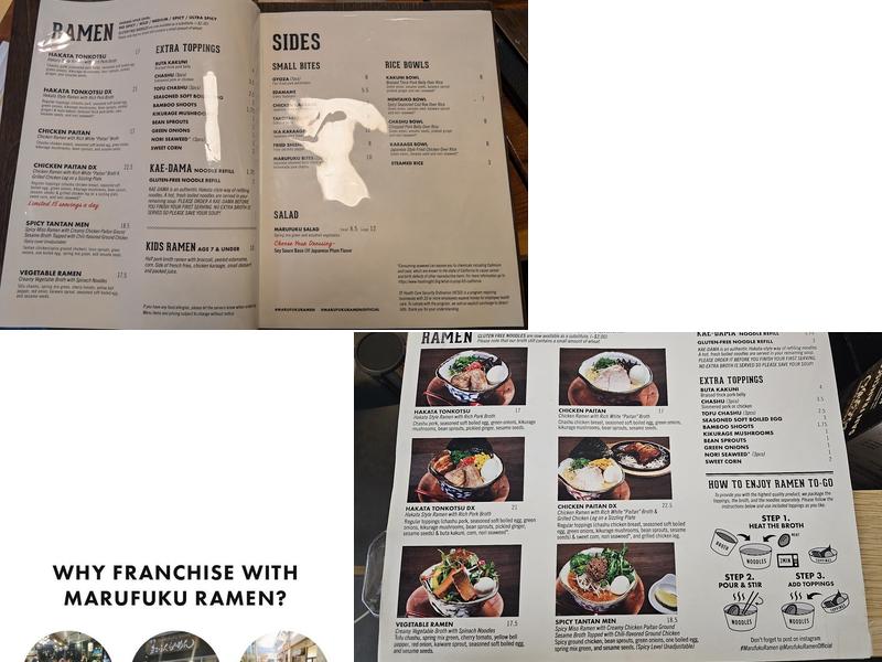 Marufuku Ramen Menu