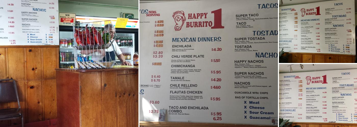 Happy Burrito Menu