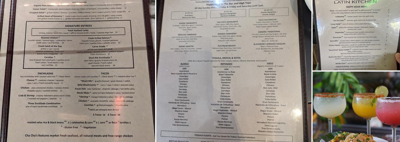 Cha Cha's Latin Kitchen Menu