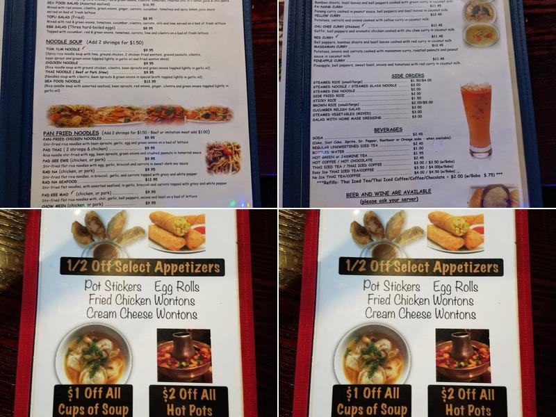 Sam's Bann Thai Menu