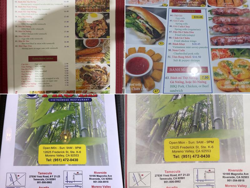 Pho Le Menu