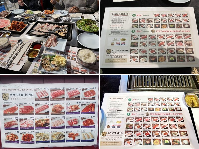 Ko Ryo Jung Korean BBQ Menu