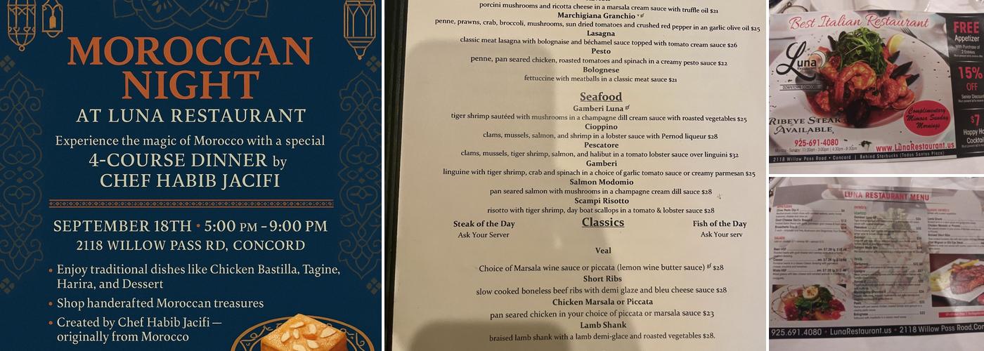 Luna Restaurant Menu