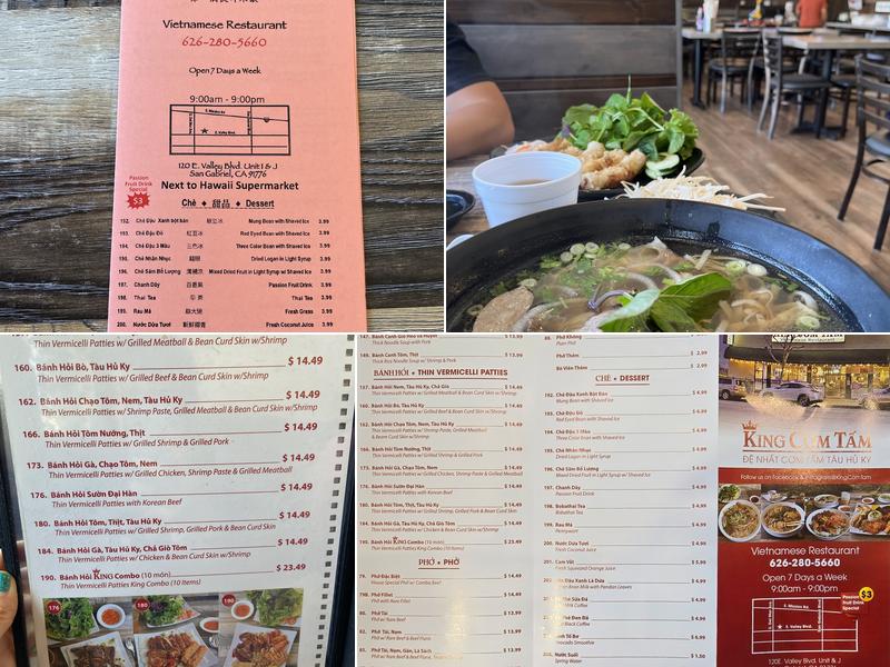 King Com Tam Menu
