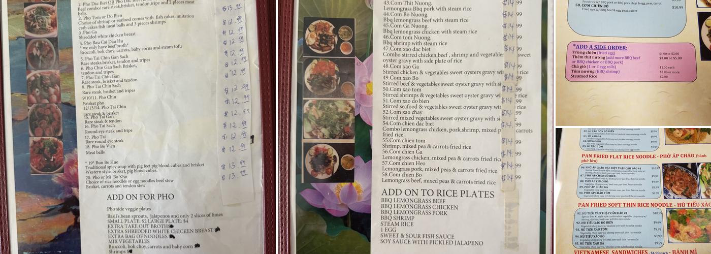 Pho Dao Menu